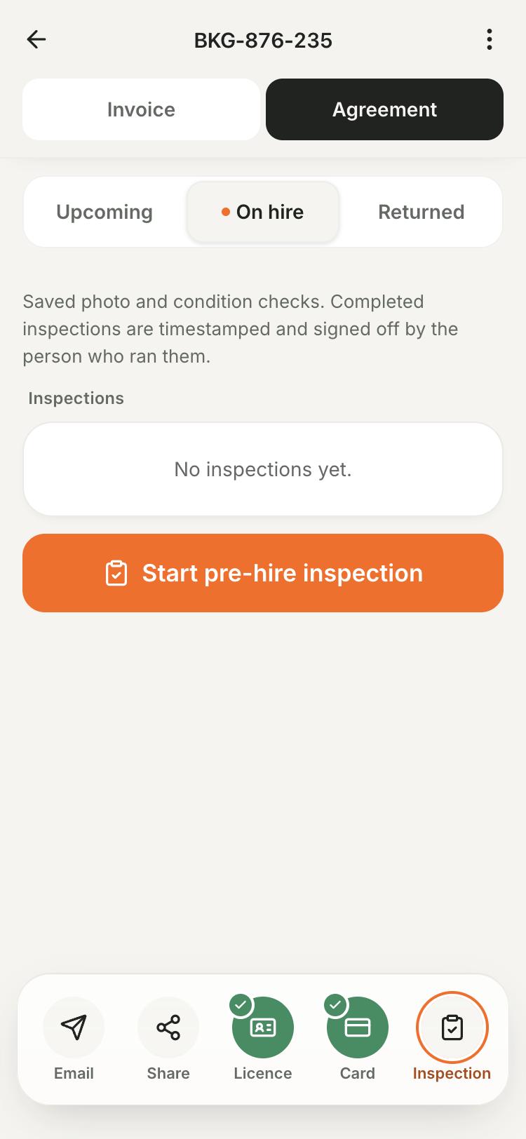 Starting a pre-rental inspection from a Signd agreement